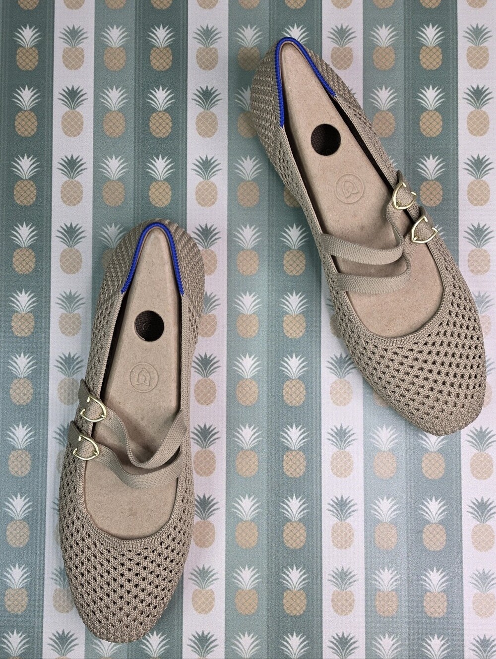 Rothys The Double Buckle Mary Jane in Dune Mesh - Picture 2 of 9